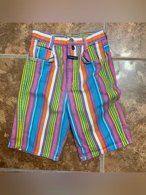 Vintage Kids Palmetto 90s Colorful Striped Cotton Shorts unisex